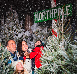 Family enjoying the North Pole Adventure at National Forest Adventure Farm