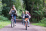 Family cycling along the Churnet Valley Way, Staffordshire