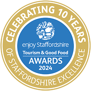 Image shows the logo for awards, with 'Celebrating 10 Years of Staffordshire Excellence' around it