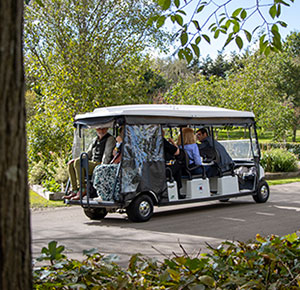 VisitEngland's Advisory Board members and members Staffordshire & Stoke-on-Trent LVEP enjoy a guided buggy tour of the National Memorial Arboretum in Staffordshire.