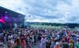 The crowds gather for live music after a day of racing at Uttoxeter Racecourse